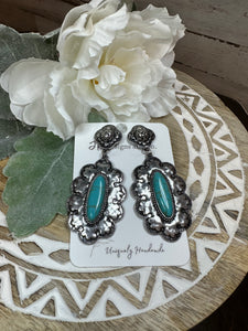 Burnished Silver & Turquoise Earrings